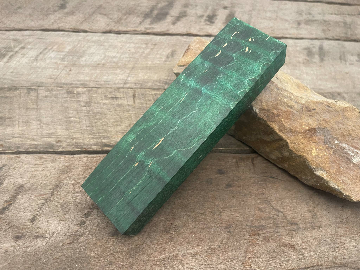 Stabilized Green Curly Maple Block - Knife Handles