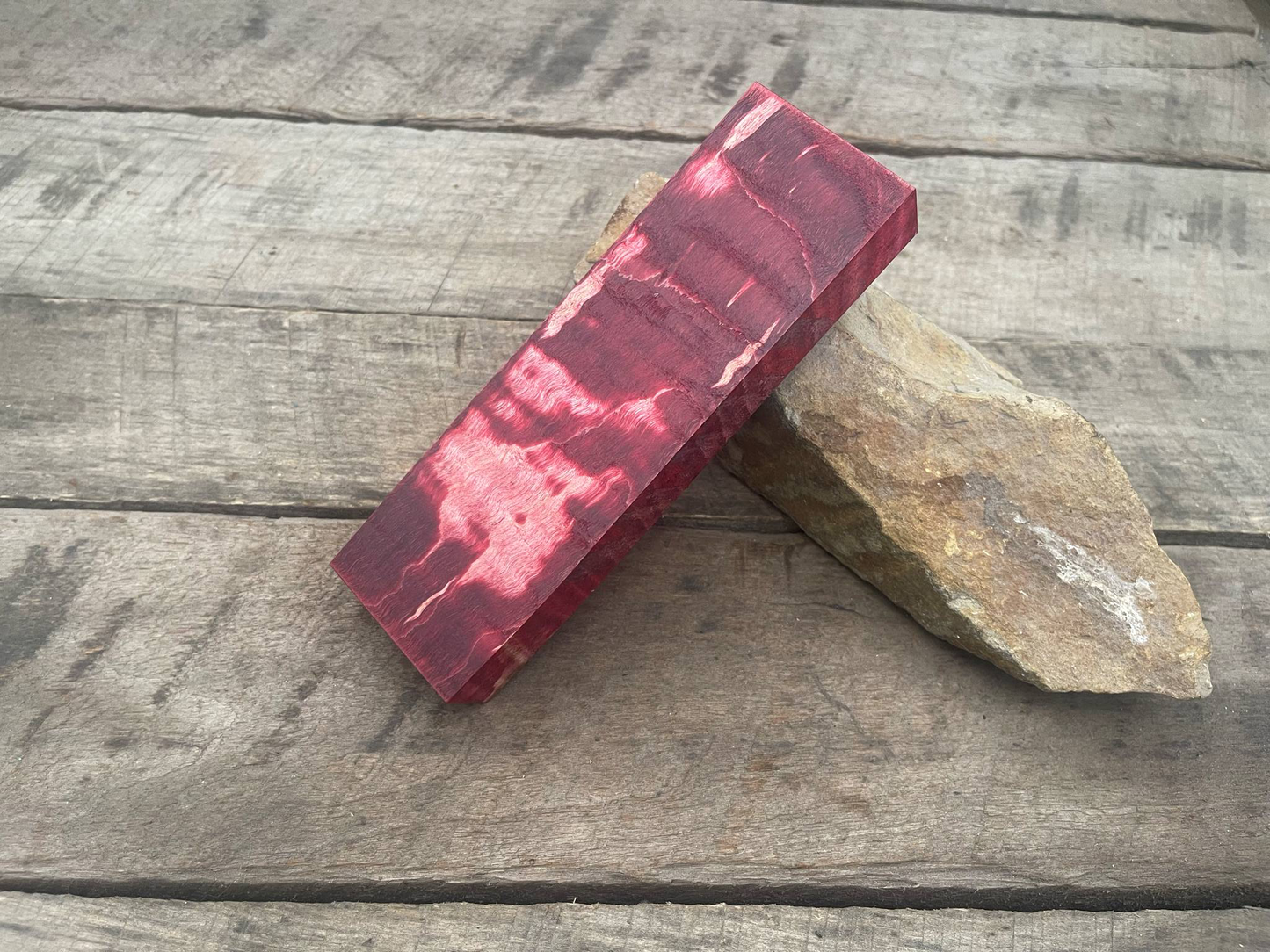 Stabilized Red Curly Maple Block - Knife Handles
