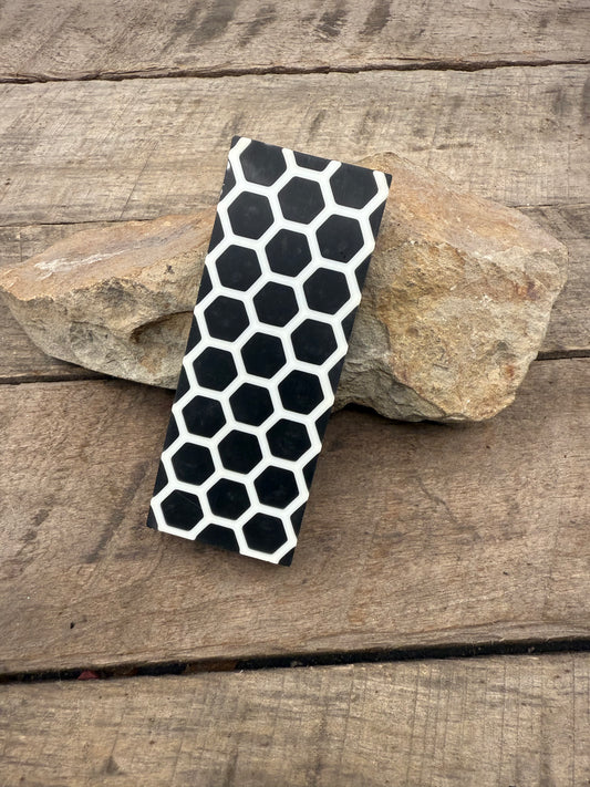 White Hex with Black - Resin Knife Handle