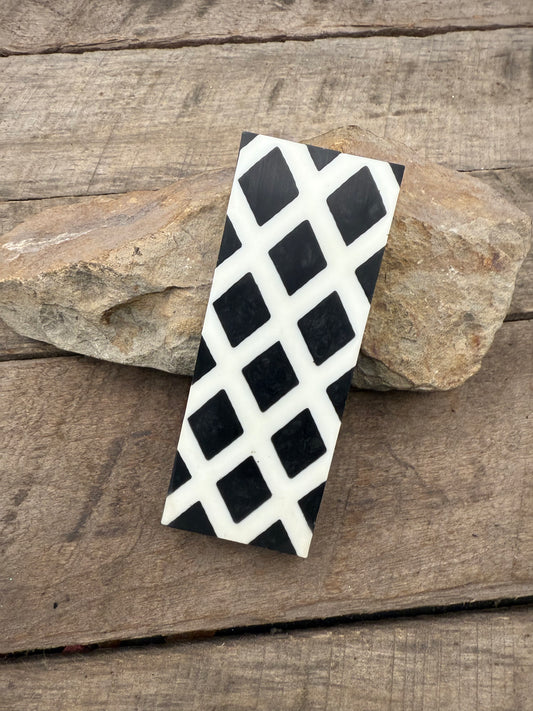 White Lattice with Black - Resin Knife Handle