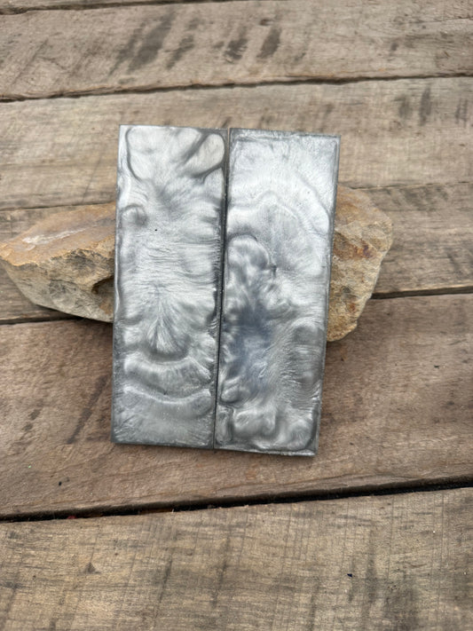 Silver Cloud - Resin Knife Handle