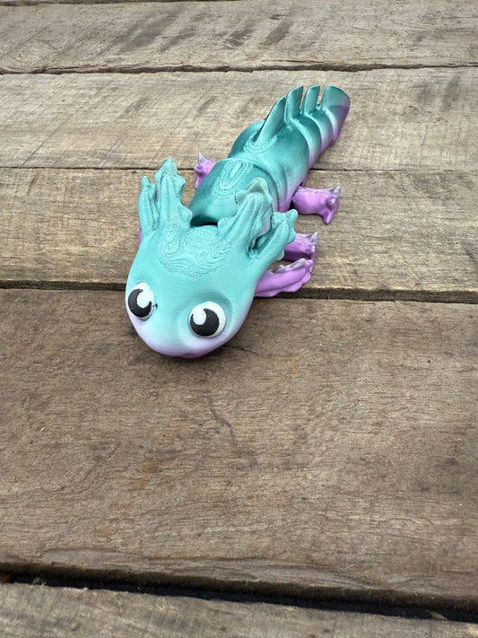 3D Printed Articulated Axolotl - Customizable Colors!