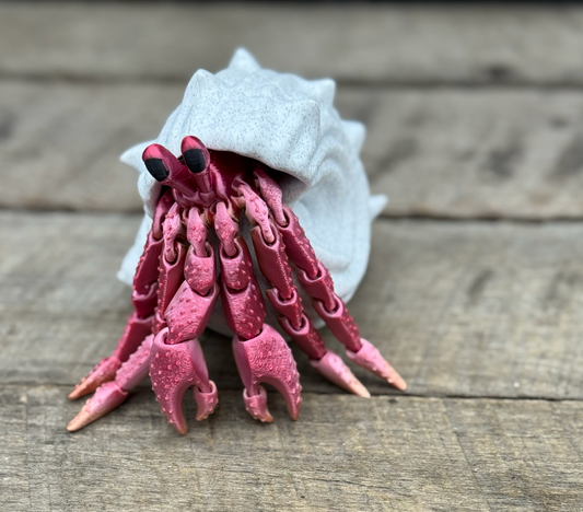 3D Printed Flexi Hermit Crab - Customizable Colors!
