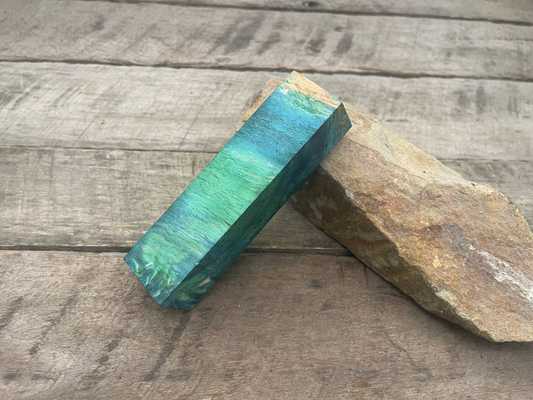 Stabilized Blue/Green Cottonwood Block  - Knife Handles