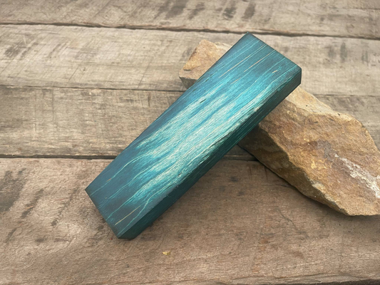 Stabilized Blue/Green Curly Maple Block  - Knife Handles