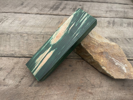 Stabilized Green Curly Maple Ambrosia Block - Knife Handles