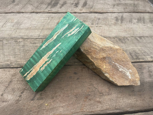 Stabilized Green Curly Maple Ambrosia - Knife Handles