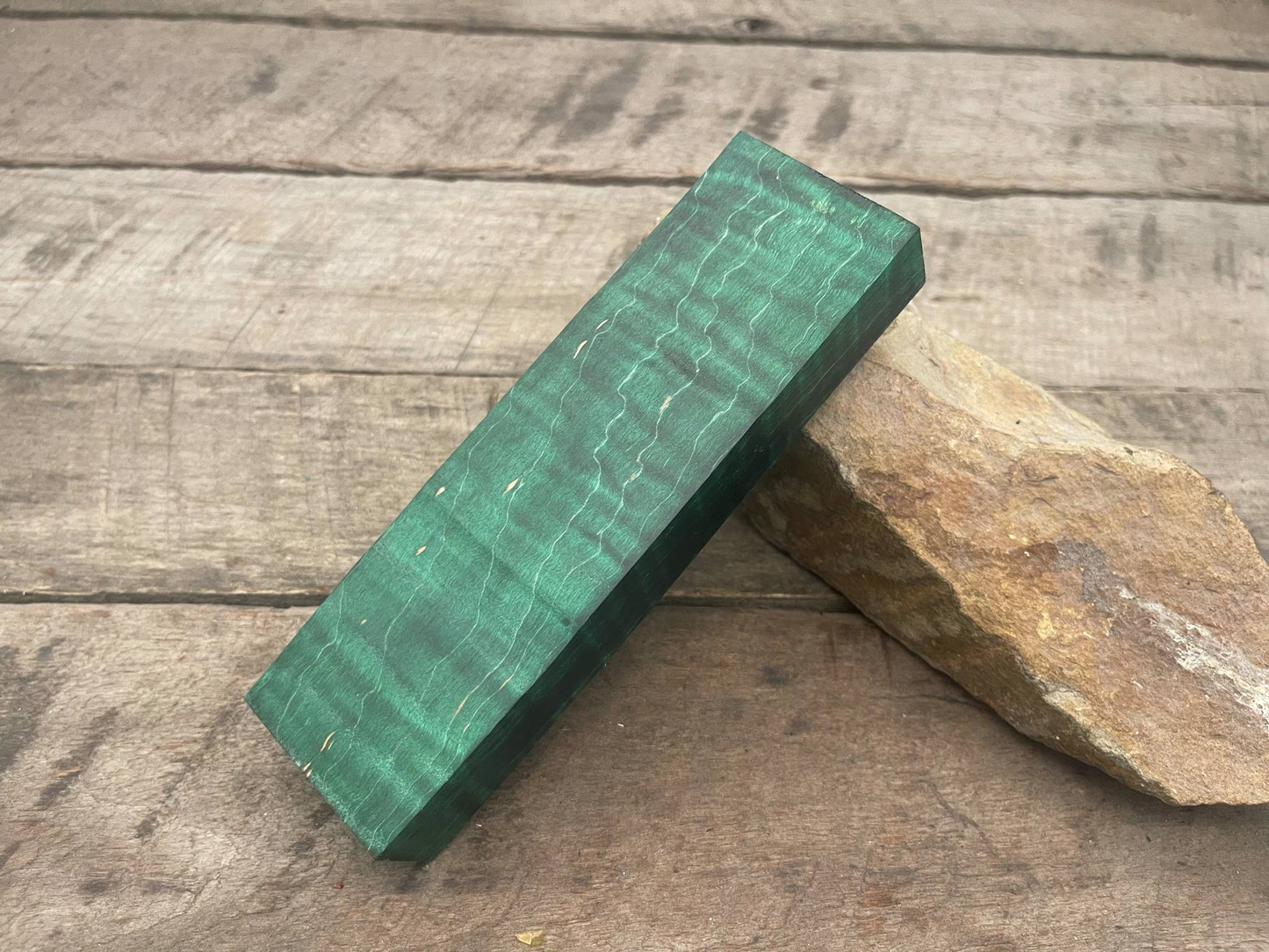 Stabilized Green Curly Maple Block  - Knife Handles