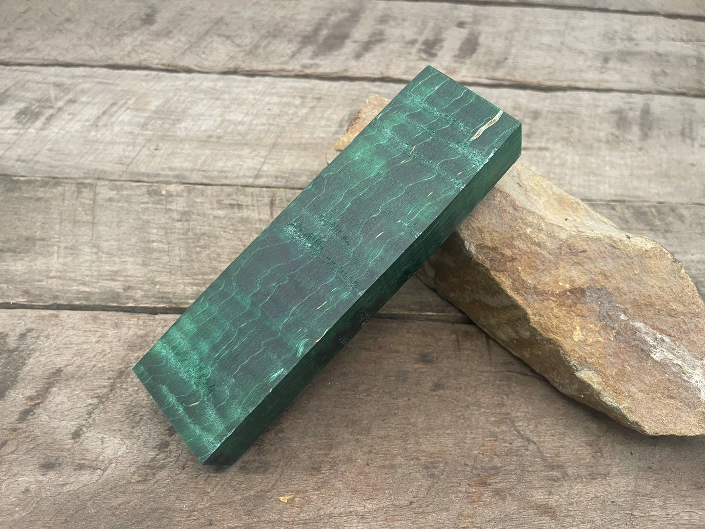 Stabilized Green Curly Maple Block  - Knife Handles