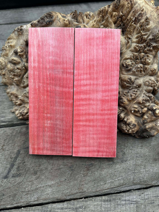 Stabilized Red Curly Maple - Knife Handles