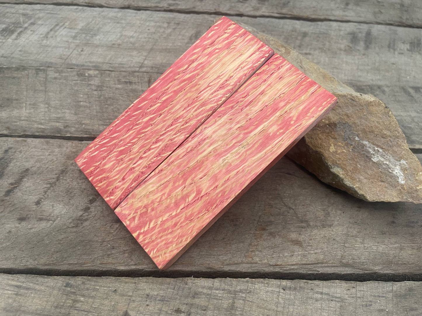 Stabilized Red Curly Oak - Knife Handles