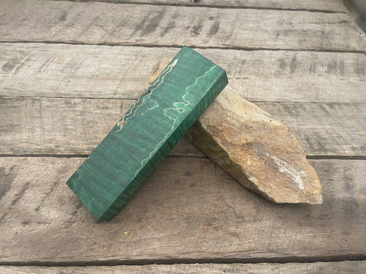 Stabilized Green Curly Maple Ambrosia Block  - Knife Handles