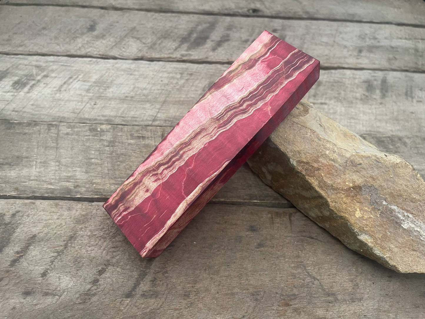 Stabilized Red Curly Maple Ambrosia Block - Knife Handles