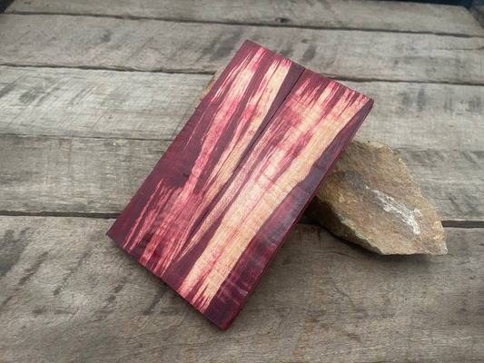Stabilized Red Curly Maple Ambrosia - Knife Handles