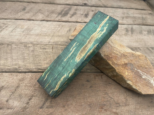 Stabilized Blue/Green Curly Maple Block - Knife Handles