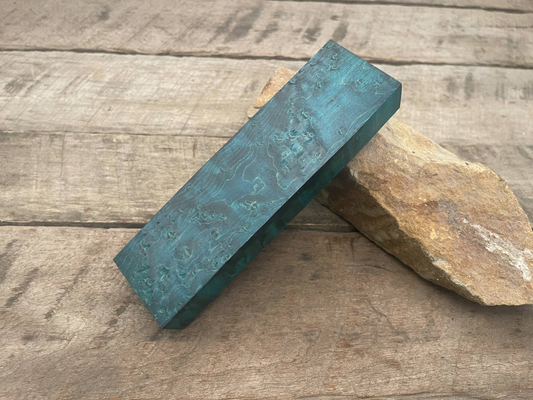 Stabilized Blue/Green Birdseye Maple Block - Knife Handles