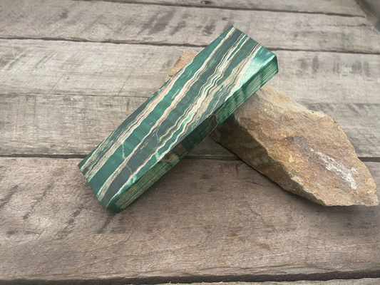 Stabilized Green Curly Maple Ambrosia Block - Knife Handles