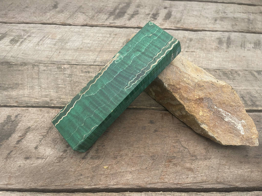 Stabilized Green Curly Maple Ambrosia Block  - Knife Handles
