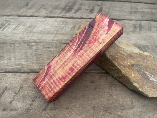 Stabilized Red Curly Maple Ambrosia Block - Knife Handles