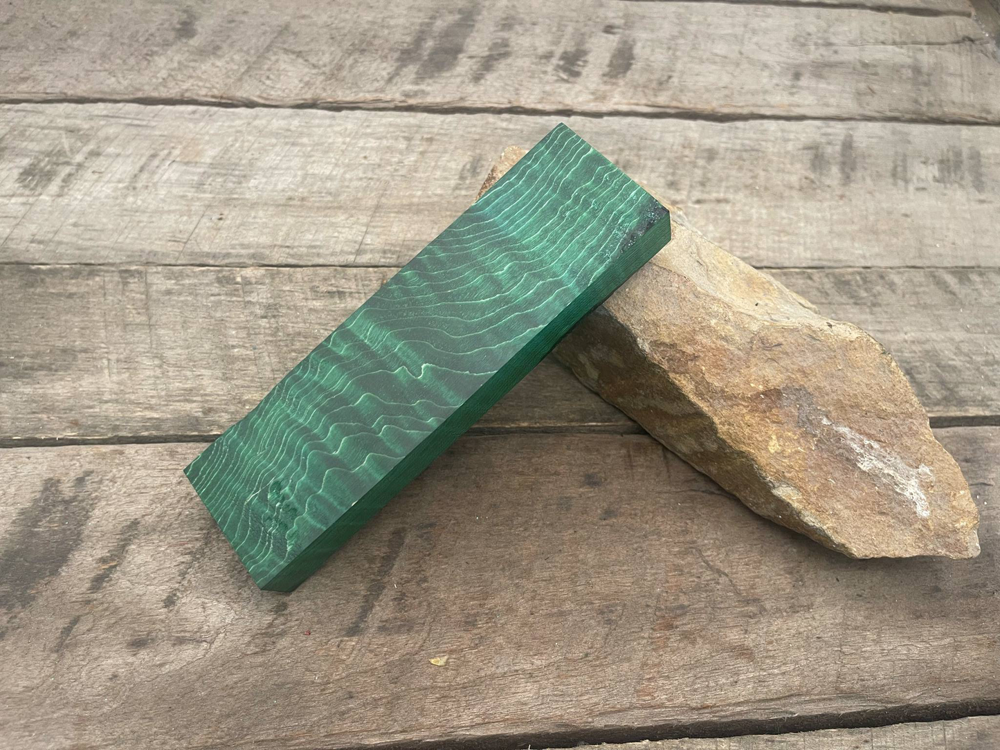 Stabilized Green Curly Maple Block  - Knife Handles