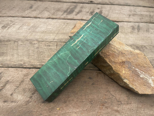 Stabilized Green Curly Maple Block  - Knife Handles