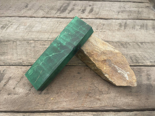 Stabilized Green Curly Maple Block  - Knife Handles