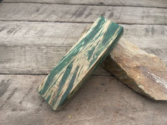 Stabilized Green Curly Maple Ambrosia Block  - Knife Handles