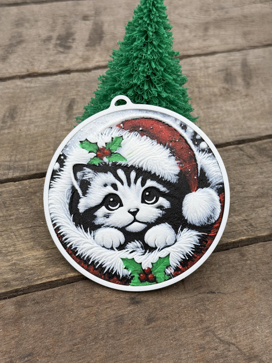 3D Printed Kitten Christmas Ornament