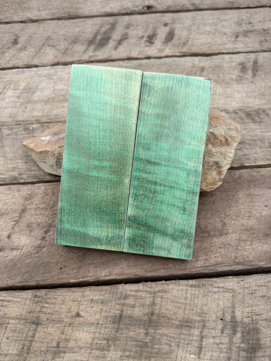 Stabilized Green Curly Maple - Knife Handles