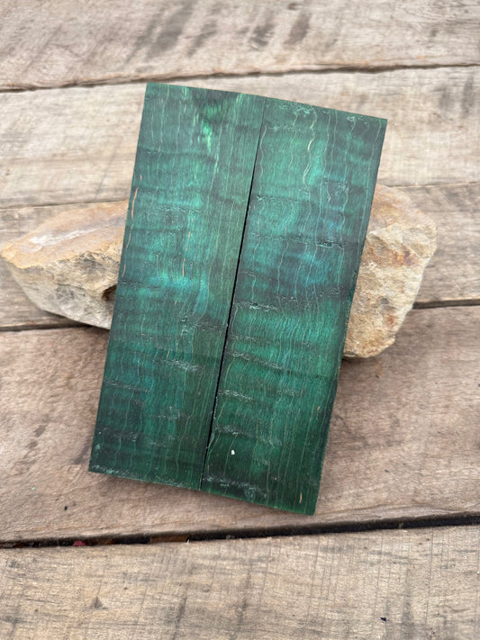 Stabilized Green Curly Maple - Knife Handles