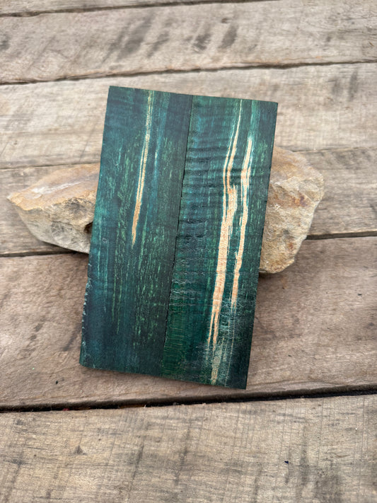 Stabilized Green Curly Maple Ambrosia - Knife Handles