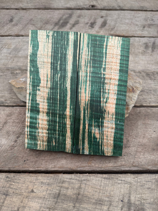 Stabilized Green Curly Maple Ambrosia - Knife Handles
