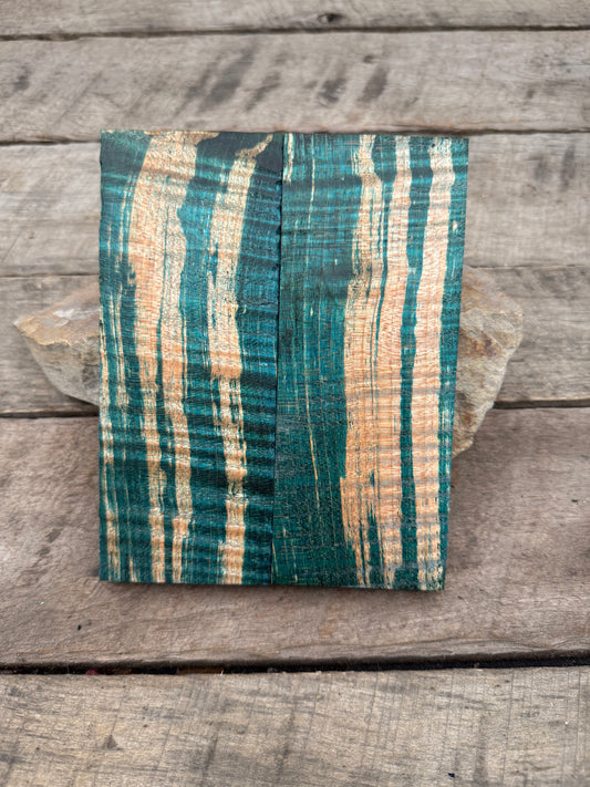 Stabilized Green Curly Maple Ambrosia - Knife Handles
