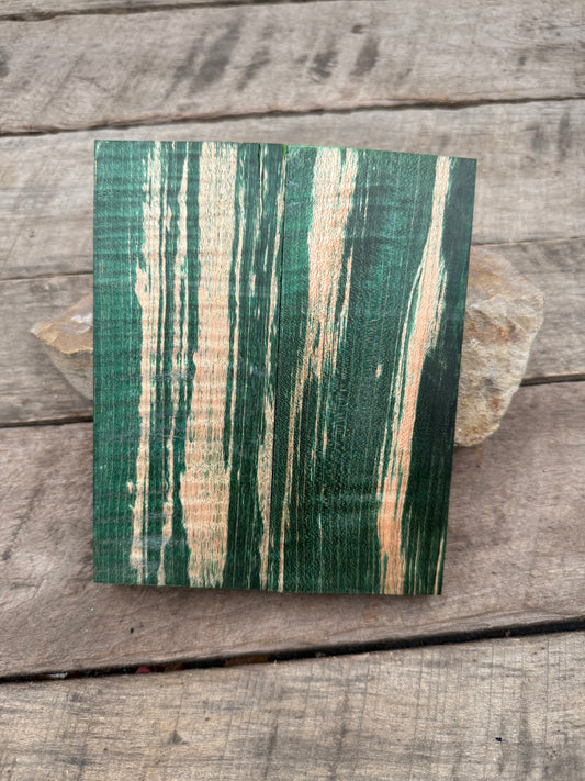 Stabilized Green Curly Maple Ambrosia - Knife Handles